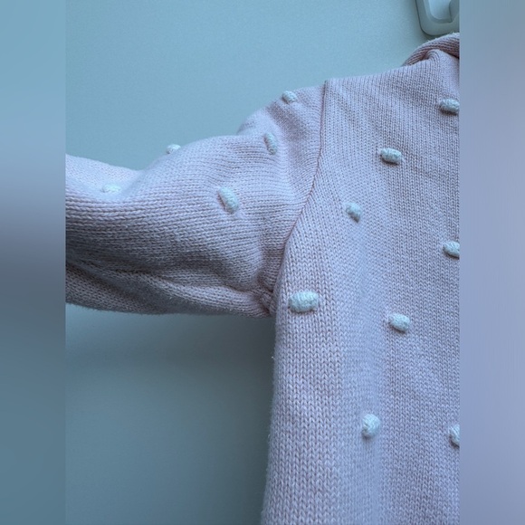 Baby Gap Pink Cream Knit Popcorn Bear Ear Hoodie Button Down Cardigan 18-24 M - Picture 5 of 13